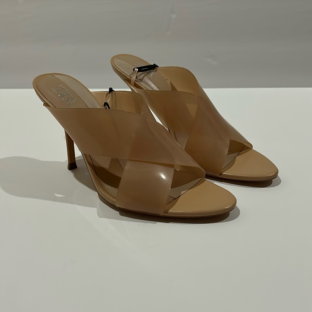 Zara tan heel mules sandals open toe